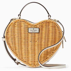 Kate Spade Love Shack Wicker Heart Crossbody - Parchment K7403 NWT Limited